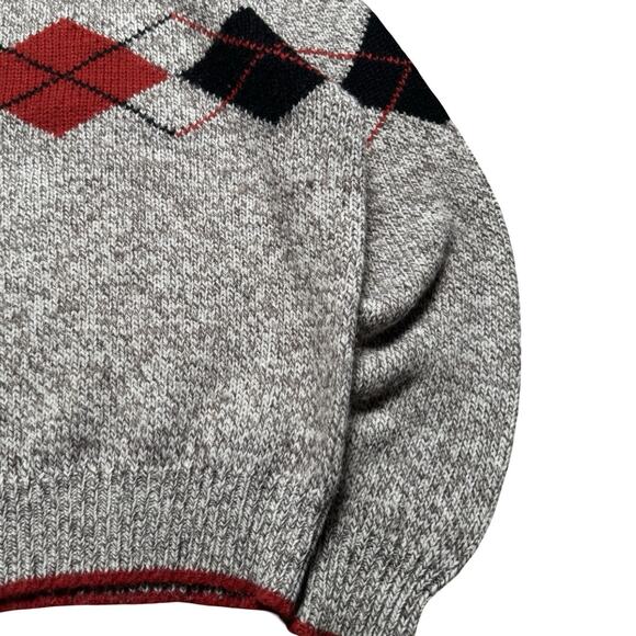 Vintage Claude Rene Argyle Sweater Knit Red Grey Women's M Preppy Casual - Picture 2 of 7